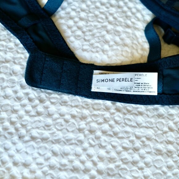 NWT SIMONE PERELE Delice Demi Bra Prestige Blue Sheer Lace - Picture 10 of 10